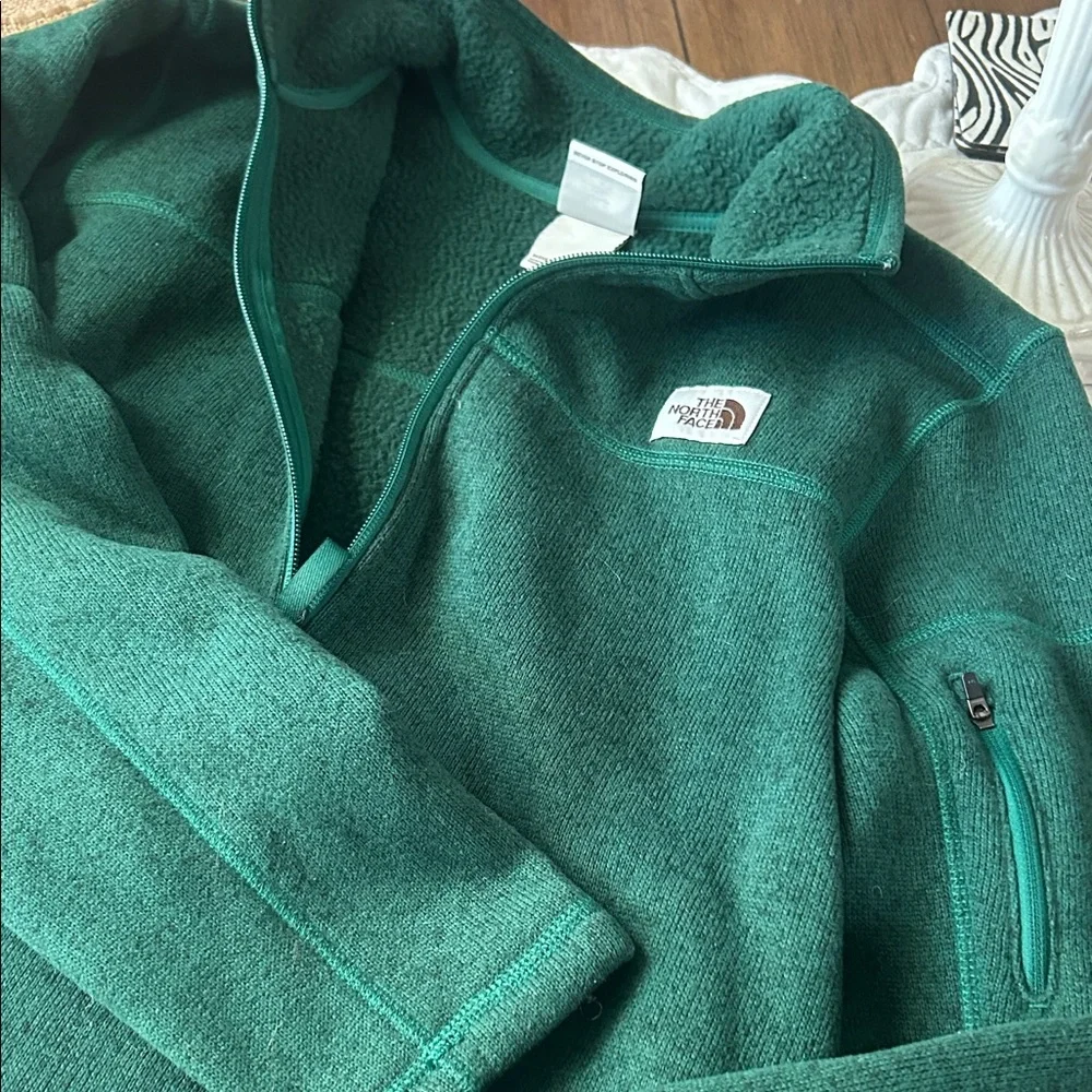 The North Face Men’s Quarter Zip Teal Fleece Jacket M - Picture 5 of 9